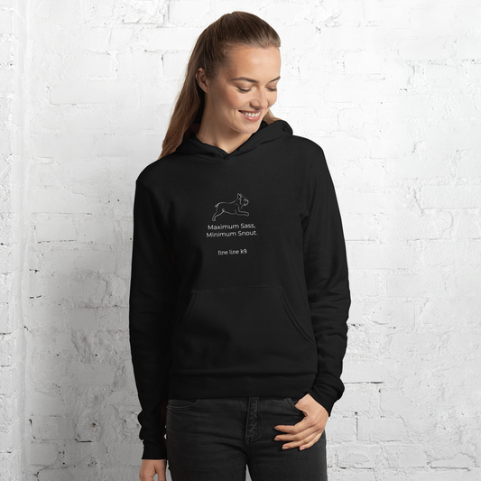 French Bulldog Premium Hoodie delivers "Maximum Sass, Minimum Snout." (Black or white)