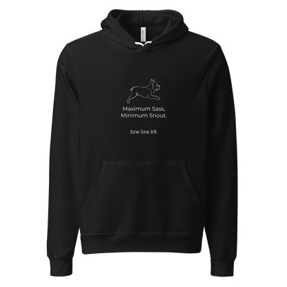French Bulldog Premium Hoodie delivers "Maximum Sass, Minimum Snout." (Black or white)